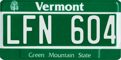 VT license plate LFN604