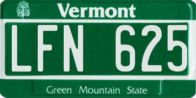 VT license plate LFN625