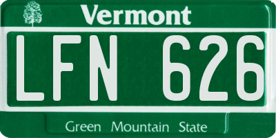 VT license plate LFN626
