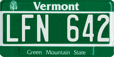 VT license plate LFN642
