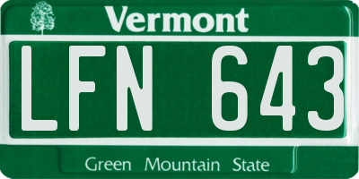 VT license plate LFN643