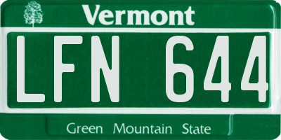 VT license plate LFN644