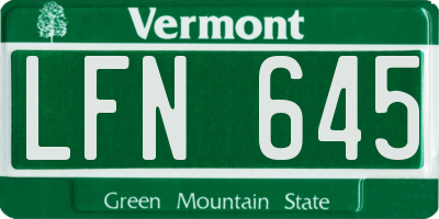 VT license plate LFN645
