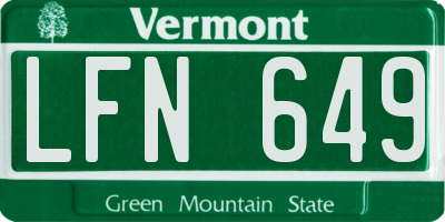 VT license plate LFN649