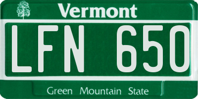 VT license plate LFN650