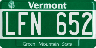 VT license plate LFN652