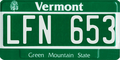 VT license plate LFN653