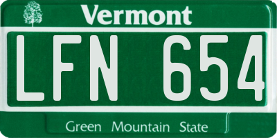 VT license plate LFN654