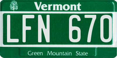 VT license plate LFN670