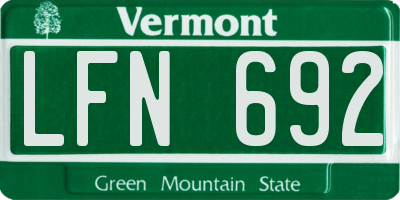 VT license plate LFN692