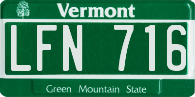 VT license plate LFN716