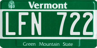 VT license plate LFN722