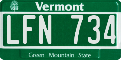 VT license plate LFN734