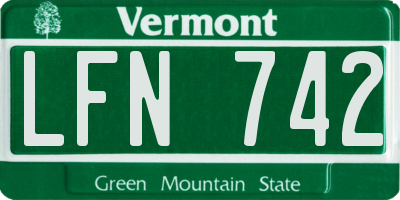 VT license plate LFN742