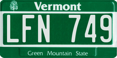 VT license plate LFN749