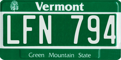 VT license plate LFN794