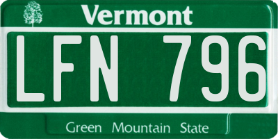 VT license plate LFN796