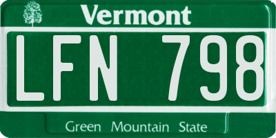 VT license plate LFN798