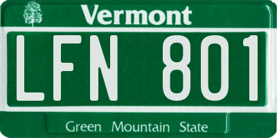 VT license plate LFN801