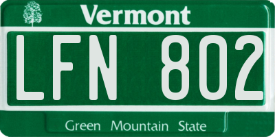 VT license plate LFN802