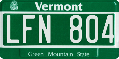 VT license plate LFN804