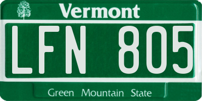 VT license plate LFN805