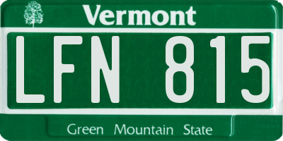 VT license plate LFN815
