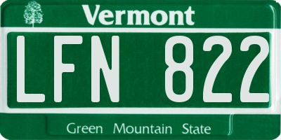 VT license plate LFN822