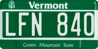 VT license plate LFN840