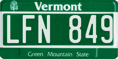 VT license plate LFN849