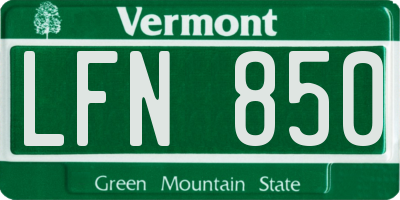 VT license plate LFN850