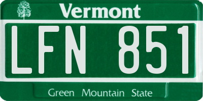 VT license plate LFN851