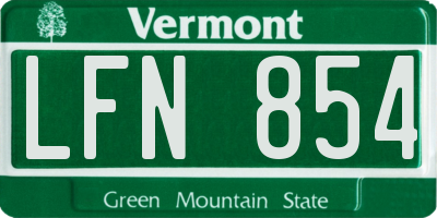VT license plate LFN854