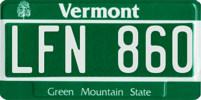 VT license plate LFN860