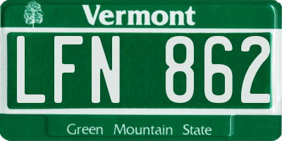 VT license plate LFN862