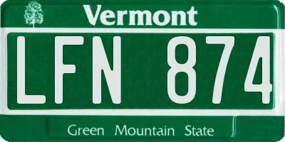 VT license plate LFN874
