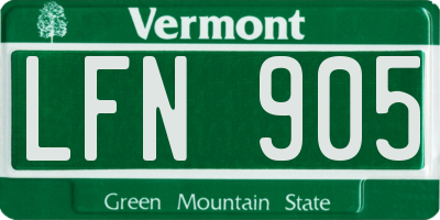 VT license plate LFN905