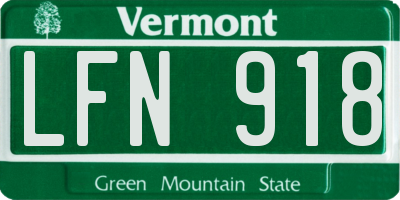 VT license plate LFN918