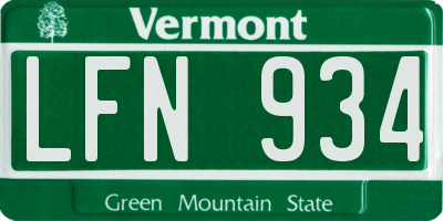 VT license plate LFN934