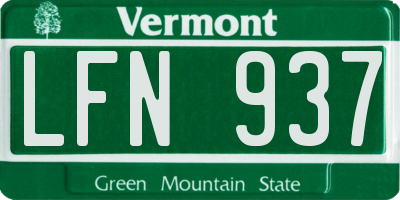 VT license plate LFN937