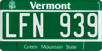 VT license plate LFN939