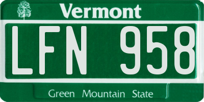 VT license plate LFN958