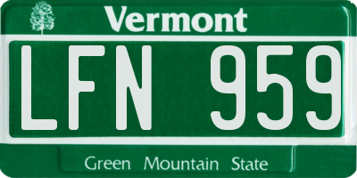 VT license plate LFN959