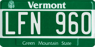 VT license plate LFN960