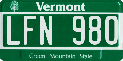 VT license plate LFN980