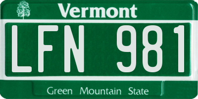 VT license plate LFN981