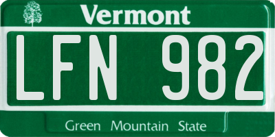 VT license plate LFN982