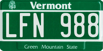 VT license plate LFN988