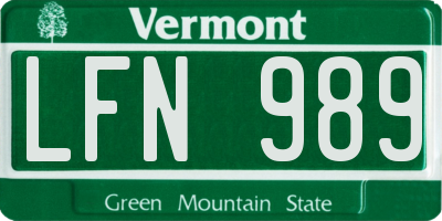 VT license plate LFN989