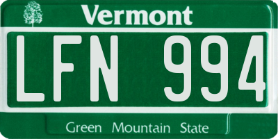 VT license plate LFN994
